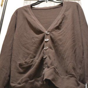 Brown emoji button up sweater